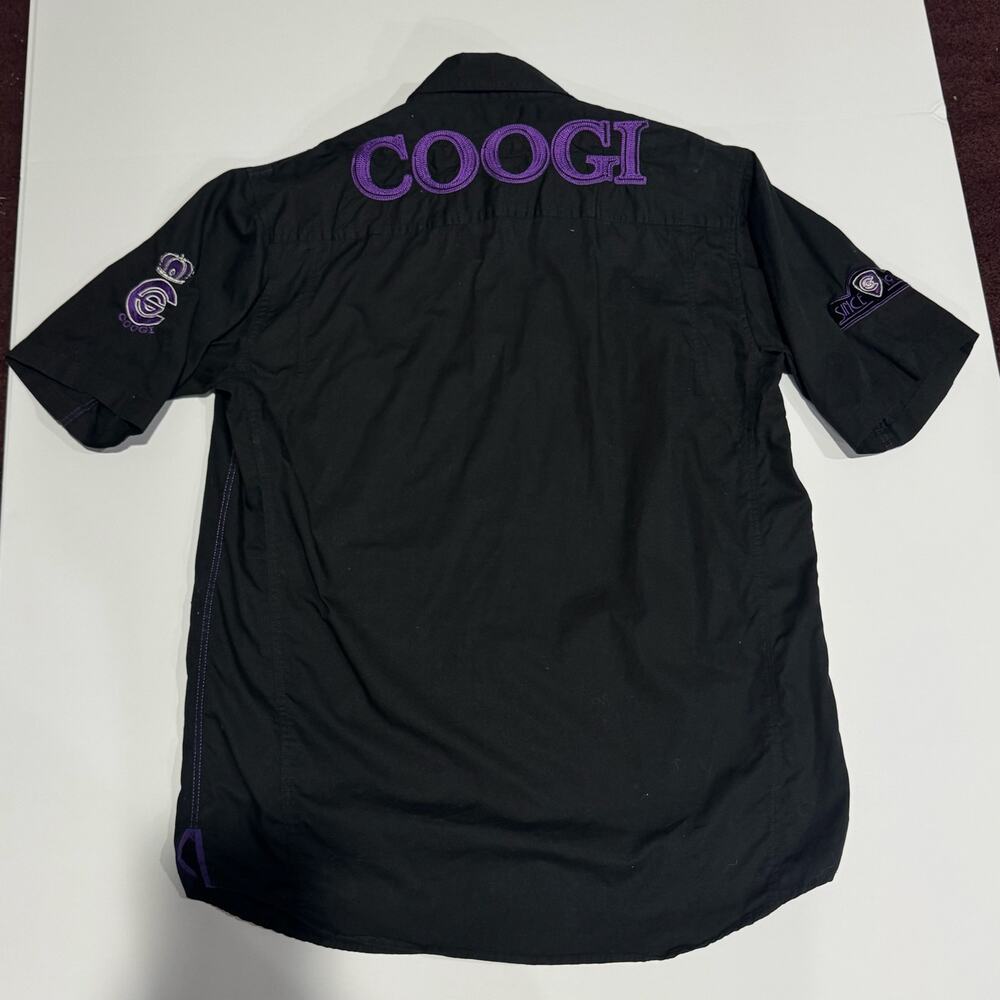Vintage Y2K Coogi Black Purple Crown Embroidered Hip Hop Shirt L